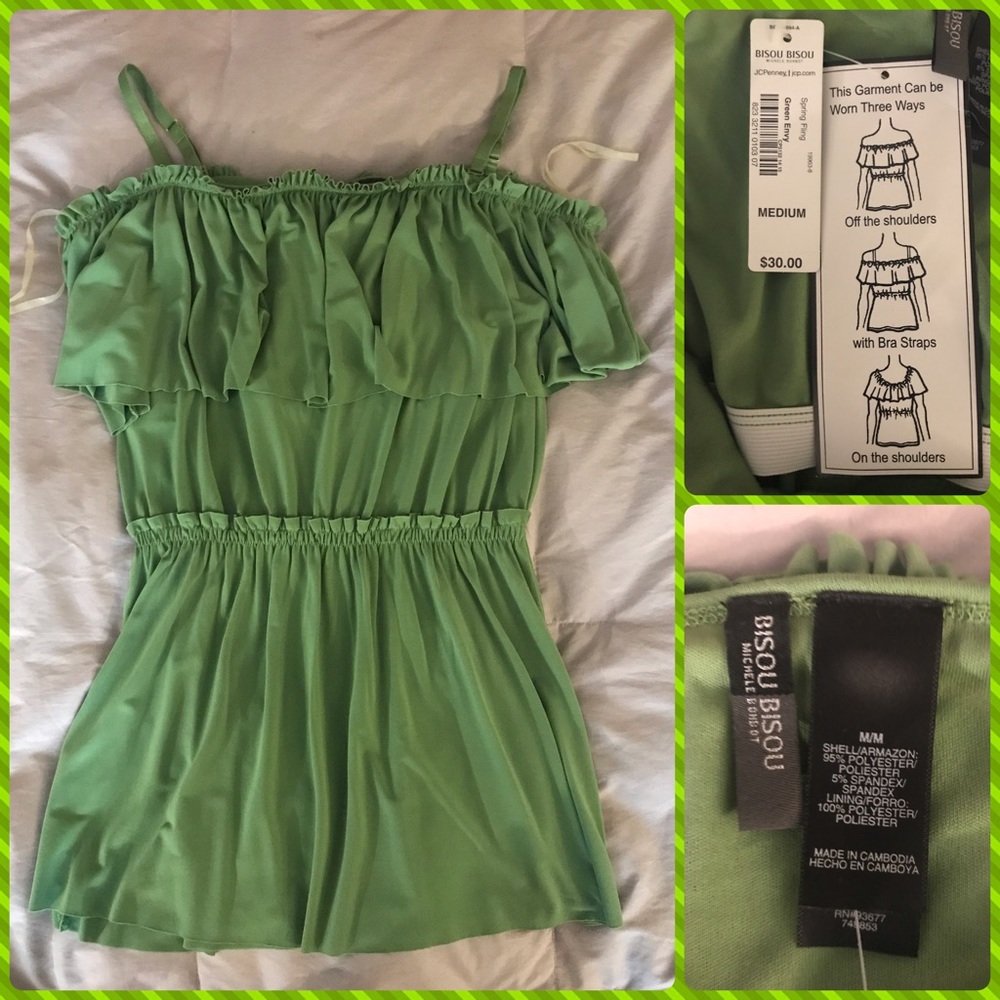 NWT* BISOU BISOU Cute Green Convertible Top